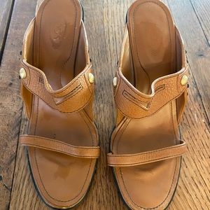 Tod's Leather Brown Mule Sandals Made in Italy Size 9